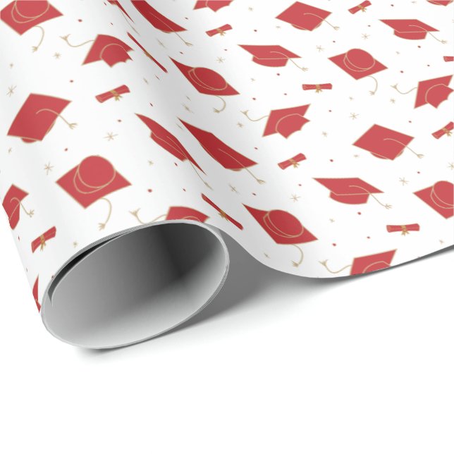 Papel De Presente Tosse Boné de formatura Vermelho (Ponta do rolo)
