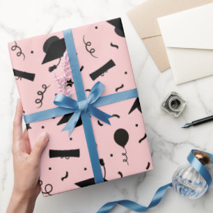 Papel De Presente Tosse de Boina de Graduação Black Pink Blush