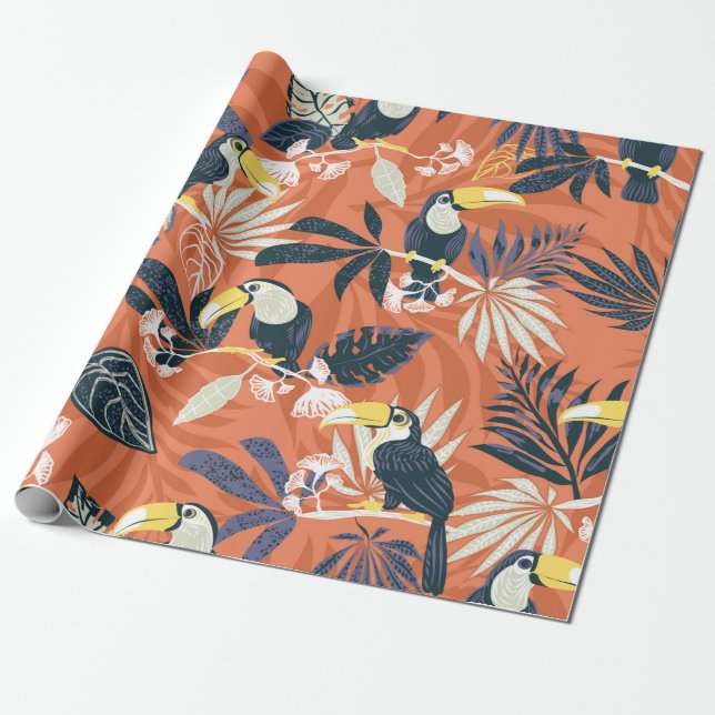 Papel De Presente toucan and jungle seamless pattern (Desenrolado)