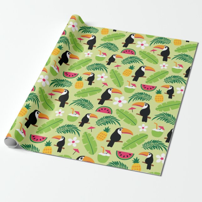 Papel De Presente Toucan Tropical Summer (Desenrolado)