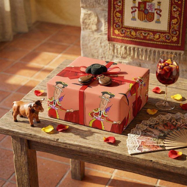 Papel De Presente Toureiro com Cape Vermelho Toureiro Espanhol (Criador carregado)
