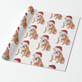 Papel De Presente Touro Cachorro Natal Santa Hat