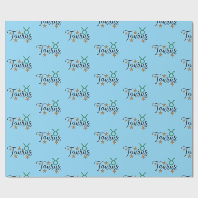 Papel De Presente Touro - Sinal de Touro - Papel Azul Fundo (Aberto)