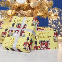 Papel De Presente Toy British Soldier Bearskin hat e Snowman