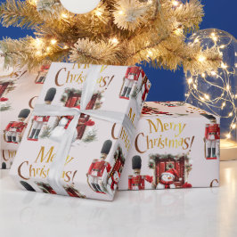 Papel De Presente Toy British Soldier Bearskin hat e Snowman