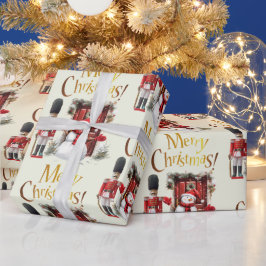 Papel De Presente Toy British Soldier Bearskin hat e Snowman