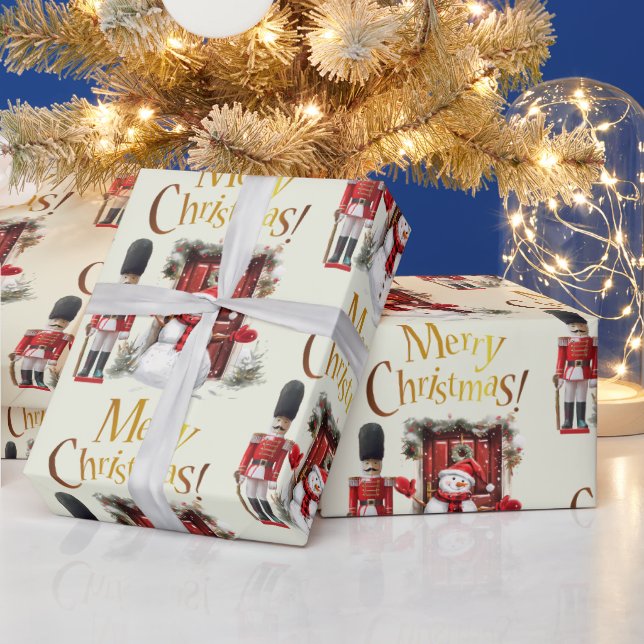 Papel De Presente Toy British Soldier Bearskin hat e Snowman (Feriados)