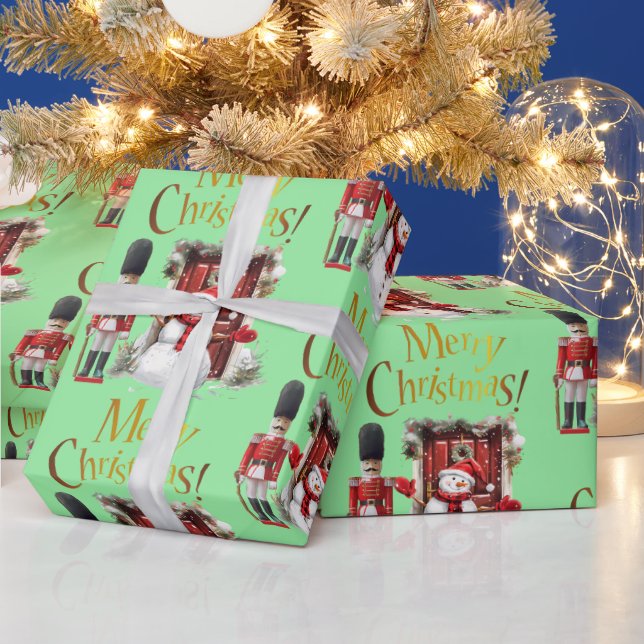 Papel De Presente Toy British Soldier Bearskin hat e Snowman (Feriados)