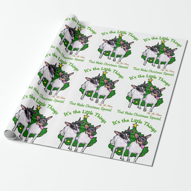 Papel De Presente Toy Fox Terrier Natal (Desenrolado)