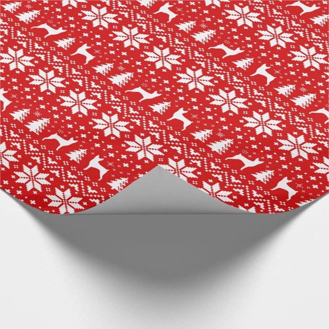 Papel De Presente Toy Fox Terrier Silhouettes Cães Feriado de Natal (Ponta)