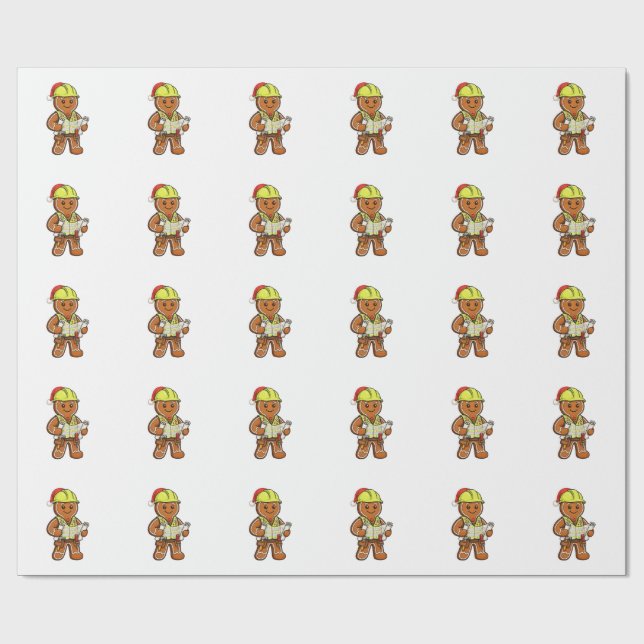 Papel De Presente Trabalhador da Construção de Pão de Mel Natal 2026 (Aberto)