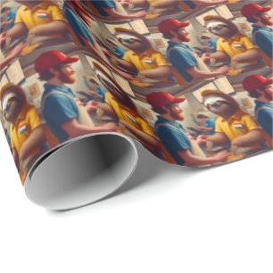Papel De Presente Trabalhador de Comida Rápida Lenta