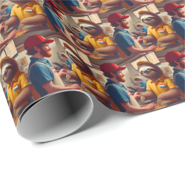 Papel De Presente Trabalhador de Comida Rápida Lenta (Ponta do rolo)