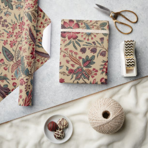 Papel De Presente Trabalho de Agulha Antigo Floral Vintage para Móve