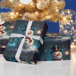 Papel De Presente Trabalho de arte de Natal de Snowman