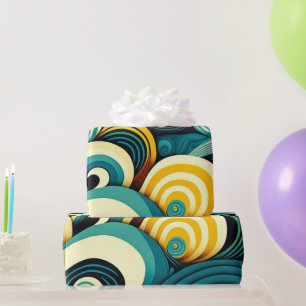 Papel De Presente Trabalho de arte de Ondas Hippie Coloridas abstrat