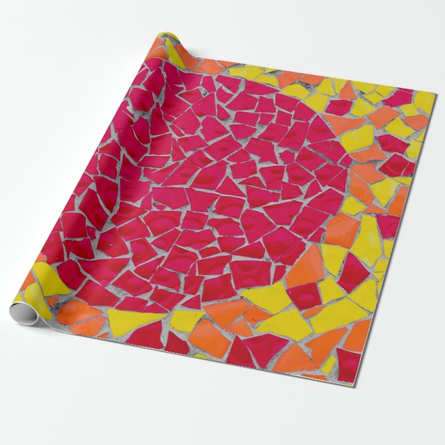Papel De Presente Trabalho de arte vermelho, laranja e amarelo (Desenrolado)