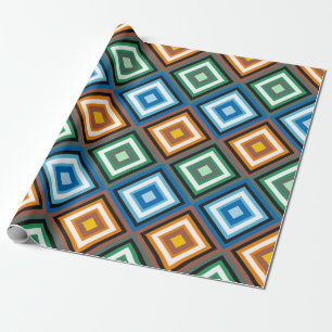 Papel De Presente Trabalho Vigoroso de Patches Geométricas Rhombus V