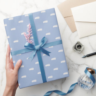 Papel De Presente Tracinhos minimalistas brancos no azul