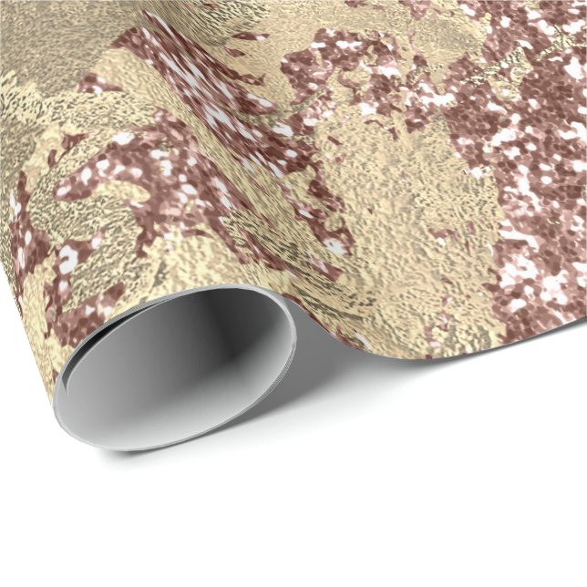 Papel De Presente Traços de faísca do Mármaco de Champaigne Dourado  (Ponta do rolo)