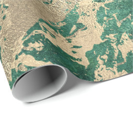Papel De Presente Traços de Vidro Metálico de Ouro Verde Tropical Ca
