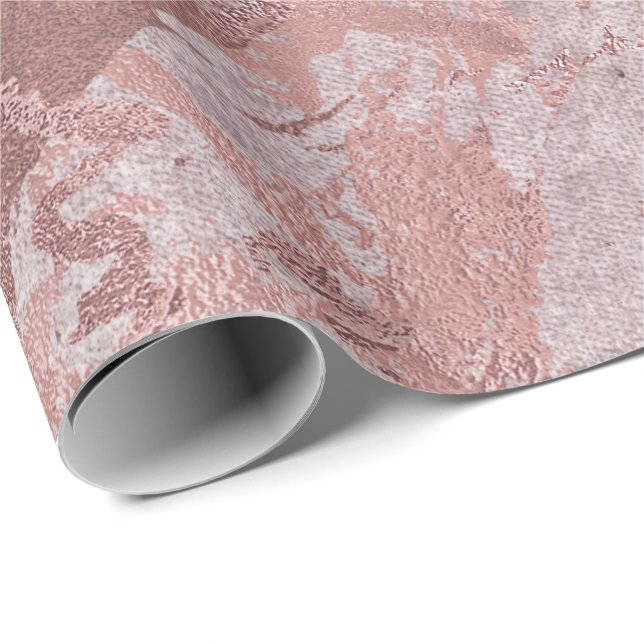Papel De Presente Traços Metálicos Cinzentos De Cinza Lilac Marble B (Ponta do rolo)