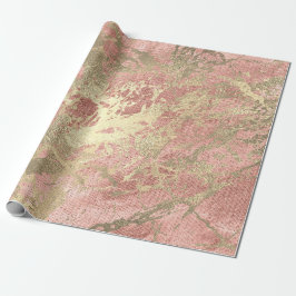 Papel De Presente Traços Metálicos de rosa Dourado Champaigne Marble