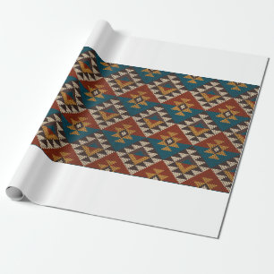 Papel De Presente Tradicional Tribal Aztec padrão contínuo em w