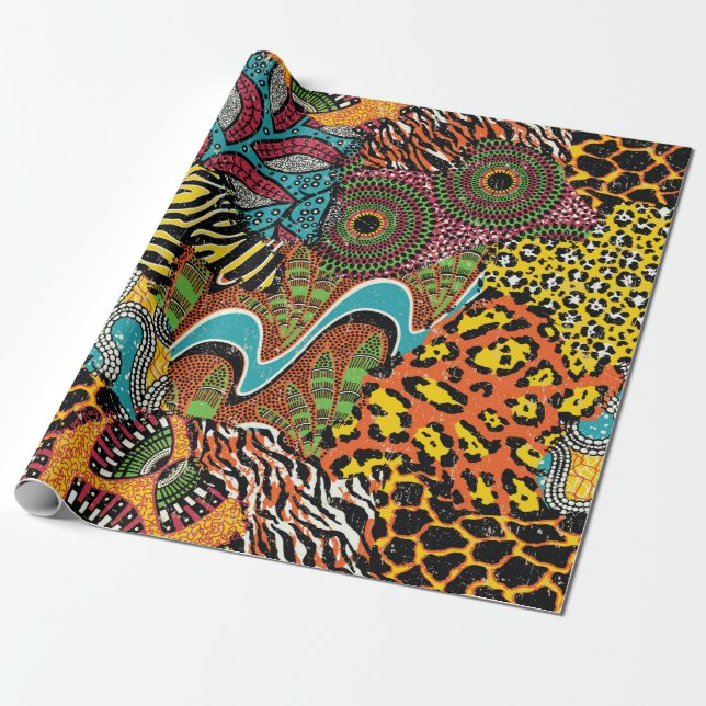 Papel De Presente Traditional african fabric and wild animal skins p (Desenrolado)