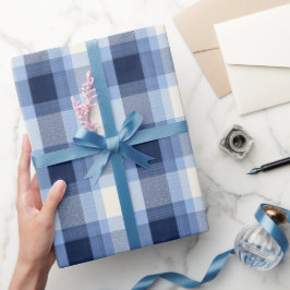 Papel De Presente Traditional Blue Navy Check Sky Plaid Pattern