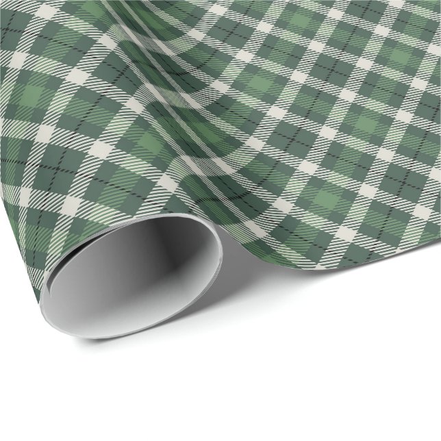 Papel De Presente Traditional plaid in shades of  green (Ponta do rolo)