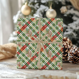 Papel De Presente Traditional red and green watercolor gingham wrap