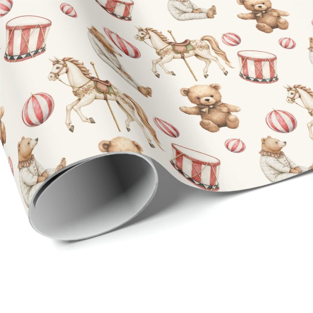 Papel De Presente Traditional Toys Festive  (Ponta do rolo)