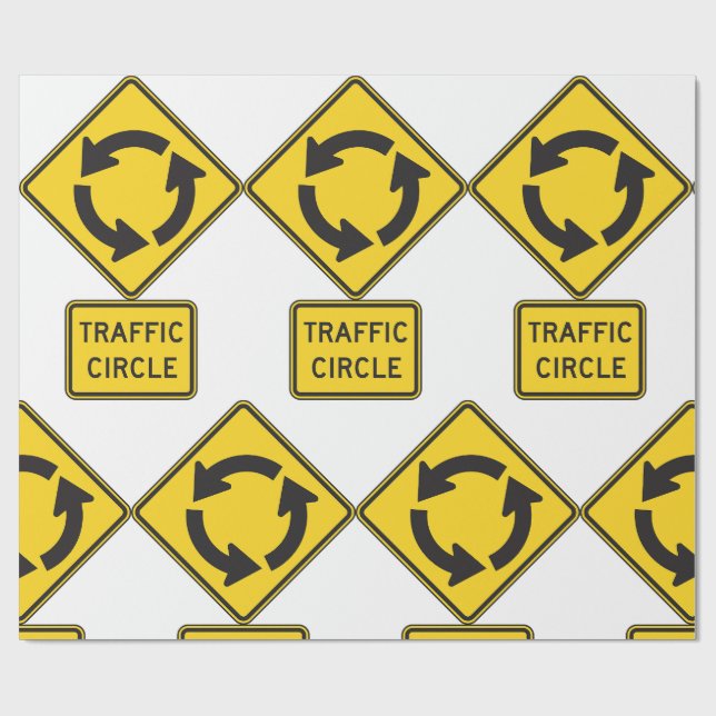 Papel De Presente Traffic Circle Road Sign Yellow Diamond (Aberto)