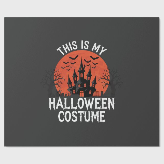 Papel De Presente Traje de Halloween Castelo Assombrado Design Vetor (Aberto)
