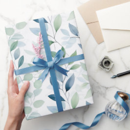 Papel De Presente Tranquil Oasis Aquarela Deixa Monograma e Nome