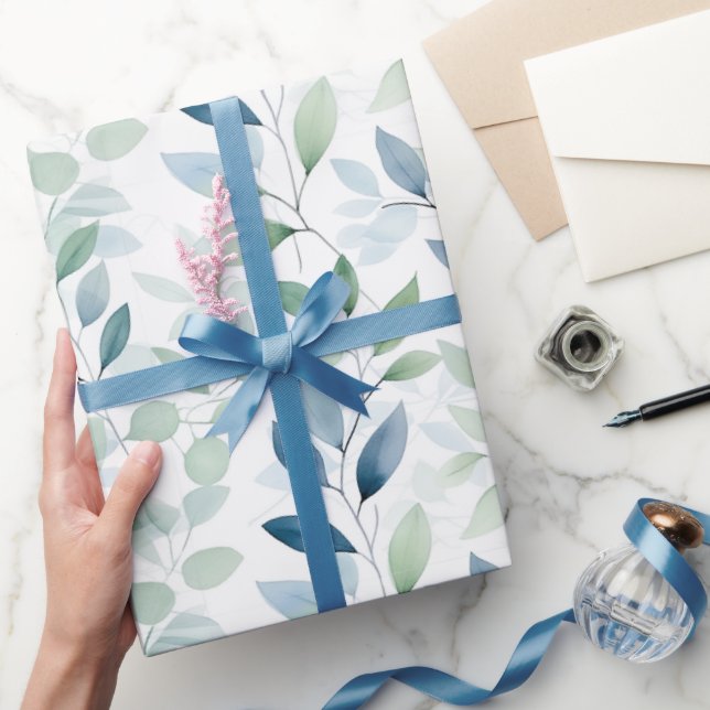 Papel De Presente Tranquil Oasis Aquarela Deixa Monograma e Nome (Presentear)