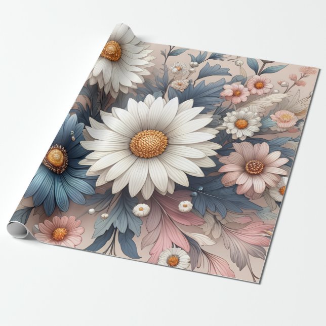 Papel De Presente Transforme Seu Espaço com Elegante Floral de Marga (Desenrolado)