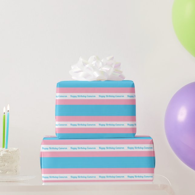Papel De Presente Transgender Flag Personalized Birthday (Presentes para festas)