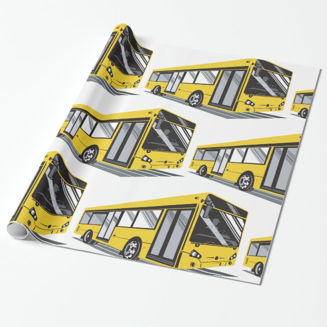 Papel De Presente Transporte Público de Barramento de Cidade Amarelo (Desenrolado)