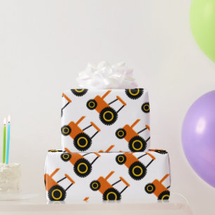 Papel De Presente Trator alaranjado