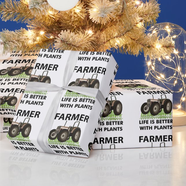 Papel De Presente Trator de Fazenda Campo Agricultor (Feriados)