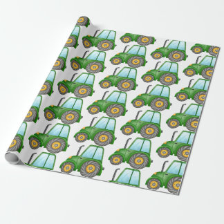 Papel De Presente Trator verde-bonito para o aniversário de um menin