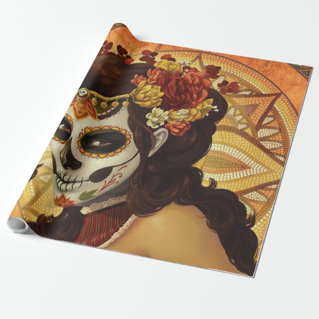 Papel De Presente Travesseiro decorativo Dia De Los Muertos (Desenrolado)