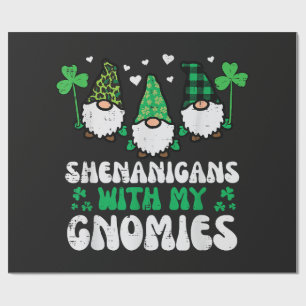 Papel De Presente Travessuras do Dia de São Patrício com Gnomies Gno