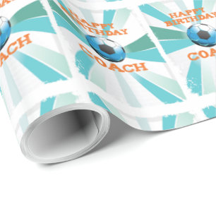Papel De Presente Treinador de Bday Feliz Laranja/Teal/Starburst Azu