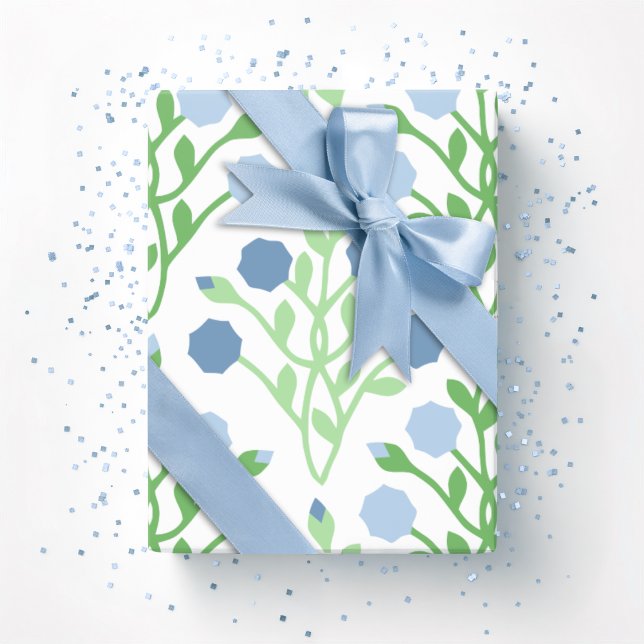 Papel De Presente Treliça de Pétala Pabla em Ardósia e Verde (Criador carregado)