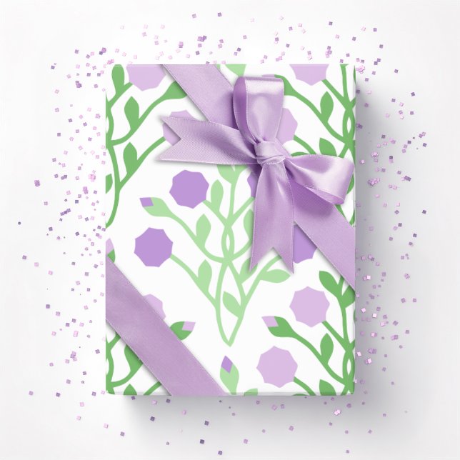 Papel De Presente Treliça de Pétala Pabla em Lilás e Verde (Criador carregado)