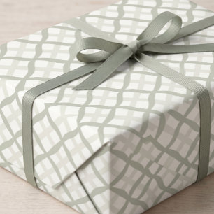 Papel De Presente Treliça de Trevo em Verde Salvia Festa de Jardim P