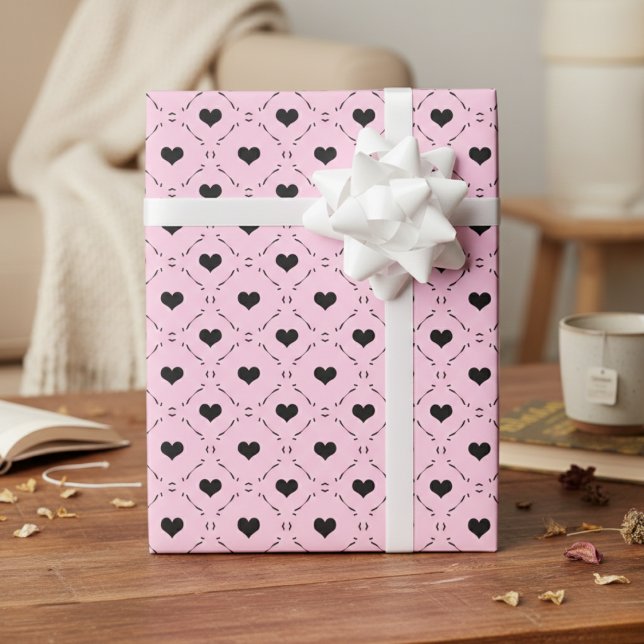 Papel De Presente Treliça Rosa Querido (Sweetheart Lattice Pink Wrapping Paper)